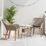 VidaXL Scaun pentru Grădină 2 pcs Negru 55 x 62.5 x 82cm poliratan