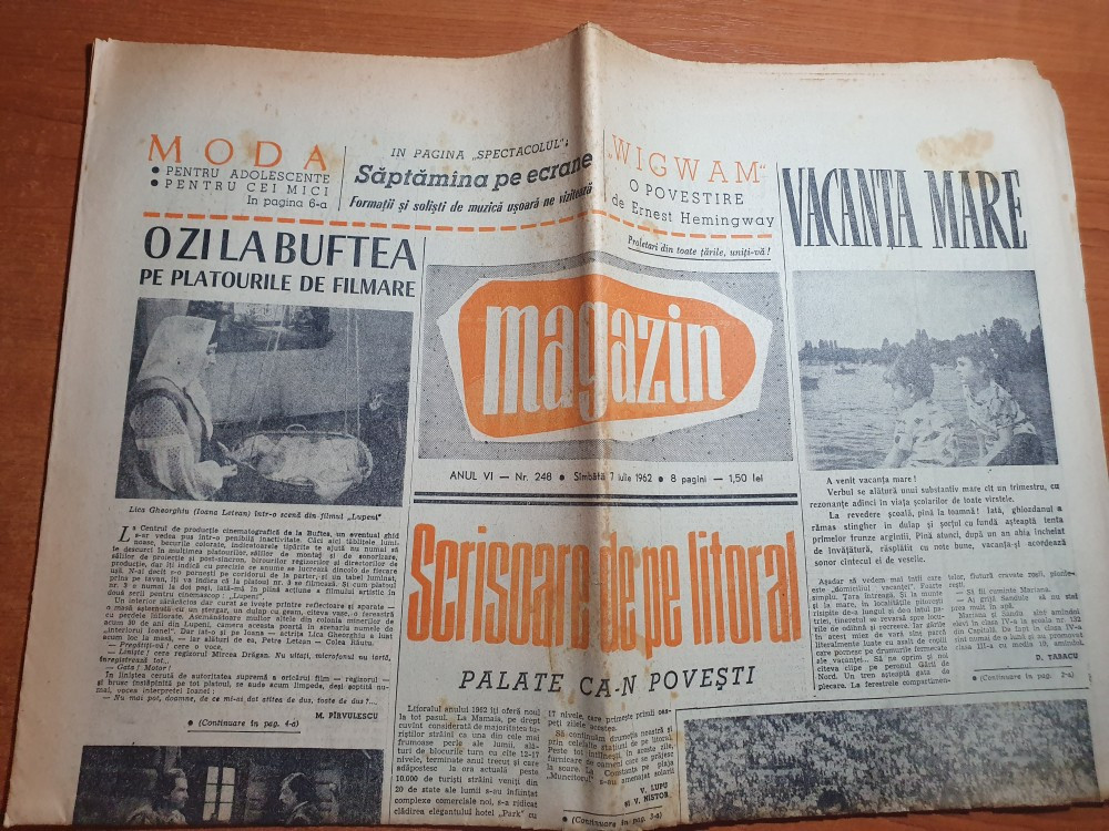 Magazin 7 iulie 1962-o zi la buftea pe platorile de filmare,litoral,mamaia  | Okazii.ro