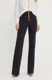 Elisabetta Franchi pantaloni femei, culoarea negru, evazati, high waist, PA02546E2