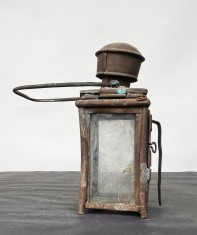 Felinar semnalizare - lampa CFR lucrata manual din alama si cupru perioada interbelica