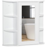 HOMCOM Dulap cu oglindă Dulap de baie Badezimmerschrank, 8 compartimente, uși cu oglindă, rezistent la apă, 66 cm x 17 cm x 63 cm, Alb | Aosom Romania