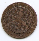 Olanda 2&frac12; Cents 1881 - Willem III / Wilhelmina, Bronz, 23.69 mm KM-108 (2), Europa