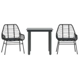 Cumpara ieftin Set de sufragerie de gradina 3 piese sticla neagra poli ratan