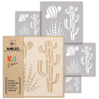 KIDS Șablon de plastic reutilizabile (5 buc) // CACTUS - OPUNTIA foto