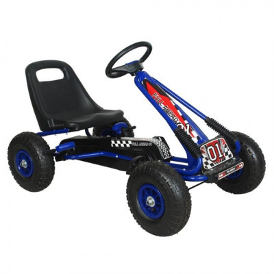 Kart cu pedale, volan si roti gonflabile Racer Air Kidscare, Albastru foto