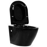 Vas WC suspendat fara rama, negru, ceramica