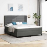 Cumpara ieftin Pat cu arc LED cu saltea Gri inchis 180 x 200 cm tesatura