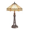 Lampa Masa Tiffany Abajur Crem Sticla TA-164, Picior Metalic, 67cm, Veioza Antichitati