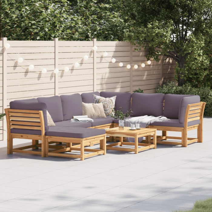 vidaXL Set mobilier grădină cu perne, 8 piese, lemn masiv acacia