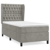 Cumpara ieftin Pat continental cu saltea, gri deschis, 80x200 cm, catifea