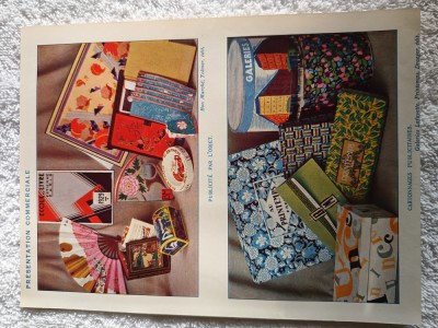 afis .Plansa color prezentare comerciala produse , Franta .anii 1940-1950-1960 foto