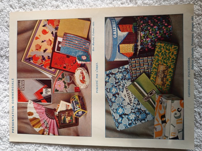 afis .Plansa color prezentare comerciala produse , Franta .anii 1940-1950-1960