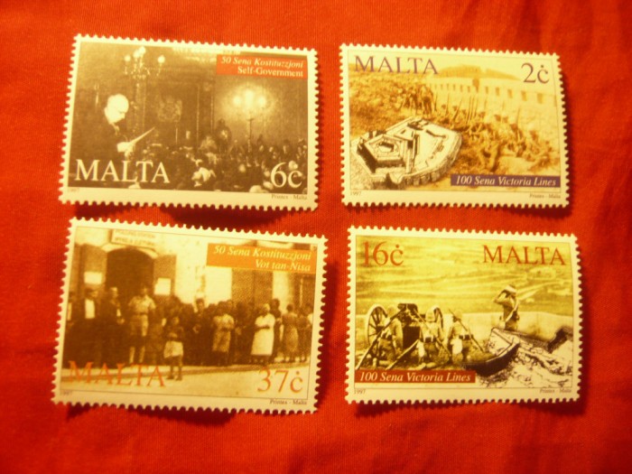 Serie Malta 1997 - 100 Ani Victoria - Constitutia , 4 valori