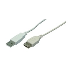 CABLU USB LOGILINK prelungitor, USB 2.0 (T) la USB 2.0 (M), 3m, gri, &quot;CU0011&quot; (timbru verde 0.18 lei)
