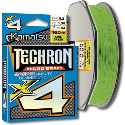 Fir Textil KAMATSU Techron Micro Braid X4, Lime Green, 0.04mm, 3.36kg, 150m foto