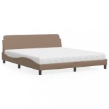 VidaXL Pat cu saltea, cappuccino, 180x200cm piele ecologică