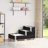 Strat &icirc;nălțat cu 3 niveluri, negru, 120x80 cm, lemn masiv pin