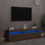 VidaXL Dulapuri TV 2 buc. cu LED stejar artizanal lemn prelucrat