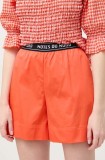 Notes du Nord pantaloni scurti femei, culoarea portocaliu, neted, high waist
