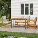 VidaXL Set mobilier de grădină cu perne, 4 piese, lemn masiv de acacia