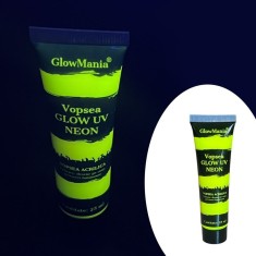 Vopsea glow uv galben neon pentru body painting cantitate 25 ml pe baza de apa