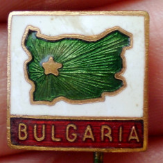 I.414 INSIGNA STICKPIN HARTA BULGARIA L14mm email