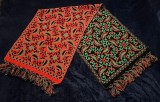 Eșarfă Jacquard reversibilă vintage 100% l&acirc;nă - roșu, negru, verde, popular slav