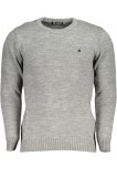 Pulover barbati cu guler rotund brodat si logo gri (Marime: 2XL)