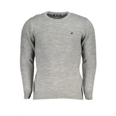 Pulover barbati cu guler rotund brodat si logo gri, 2XL