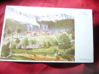 Ilustrata Vedere din Azuga - dupa Pictura F.Hillebrand 1935 foto