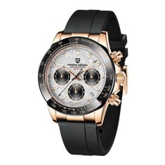 Ceas cronograf Pagani Design PD-1664, quartz Japan Seiko VK63, 40mm, geam safir sintetic, curea cauciuc, rezistenta 100m