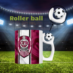 Cană cu minge fotbal - „Fotbal club CFR Cluj”, v4, sport, fotbal, suporter, alba, 330 ml