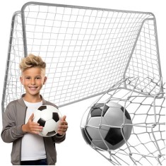 Plasa pentru poarta fotbal, universala, 213x150x90 cm, HDPE, alba