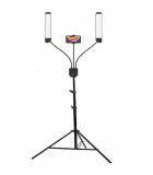 Set lampa de iluminare studio cu 2 brate ajustabile,224 LED-uri, suport pentru telefon, trepied 200 cm , geanta transport