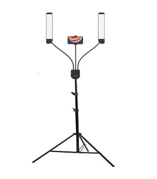 Set lampa de iluminare studio cu 2 brate ajustabile,224 LED-uri, suport pentru telefon, trepied 200 cm , geanta transport