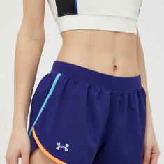 Under Armour pantaloni scurți de alergare Fly-By 2.0 culoarea albastru marin, neted, medium waist