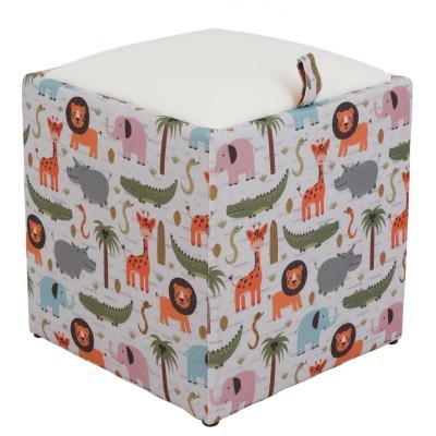 TABURET BOX - PRINT - CORP ANIMALE SAFARI/CAPAC IMITATIE PIELE DIVERSE CULORI - Albastru 21898 foto