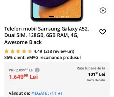 Telefon nou Samsung a52 foto
