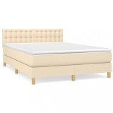 Cumpara ieftin Pat continental cu saltea, crem, 140x200 cm, material textil