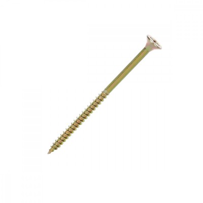 Surub lemn, M6x180 mm, cap inecat, partial filetat, DIN7505, PZ3, otel zincat galben foto