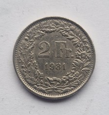 Elvetia 2 Francs 1981 franci _ moneda nichel km # 21a