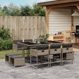 Cumpara ieftin Gossi set mobilier de gradina cu perne, 11 piese, gri, poliratan