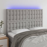 Cumpara ieftin Tăblie de pat cu LED, gri deschis, 144x5x118/128 cm, textil