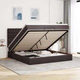 Cumpara ieftin Cadru de pat otoman cu saltea țesătură maro &icirc;nchis 180x200 cm