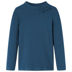 Tricou de copii cu m&acirc;neci lungi, tricot cu nervuri, bleumarin, 92