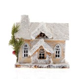 Decoratiune casuta de Craciun cu zapada 15 cm