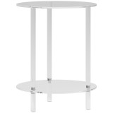 HOMCOM Măsuță Joasă Rotundă cu 2 Niveluri pentru Interior, Măsuță de Cafea din Acrilic, &Oslash;40x50 cm, Transparentă | Aosom Romania