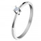 Inel din aur alb de 14K - braţe lucioase &icirc;nguste, diamant strălucitor, transparent - Marime inel: 58