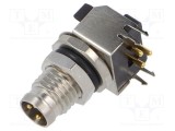 Conector M8 soclu tată 3 pini 48V 4A IP67 unghi LUTRONIC