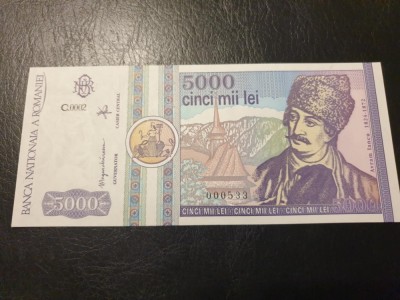 Bancnota 5000 lei 1992 UNC foto